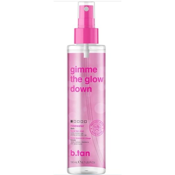 b.tan Gimme The Glow Down Facial Tan Mist 3.4oz 100ml Rosewater Self-Tanner NEW - Picture 2 of 4